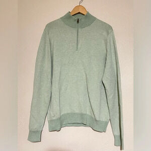 Brooks Brother 1/4 Zip Pull‎ Over Sweater Cotton Linen Blend Large